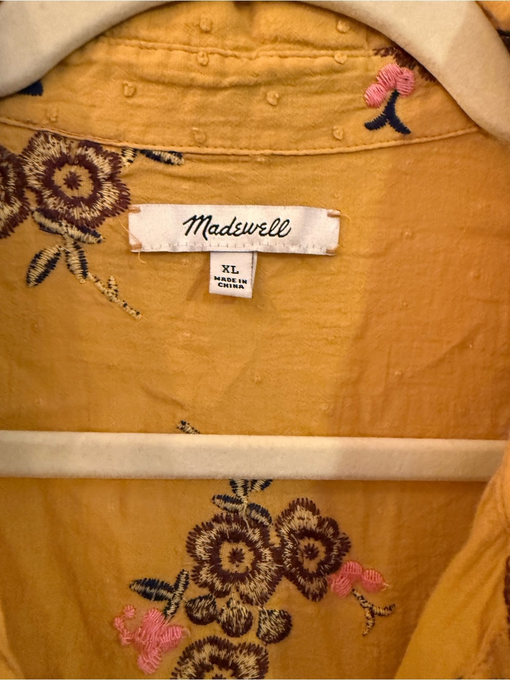 Madewell Golden Yellow Floral Button-Up Short Sleeve Shirt - Picture 2 of 2